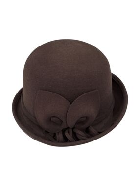VTG 1920s Style~Womens Wool Felted Cloche Hat~Brown Bowler Church Hat~Lagenlook